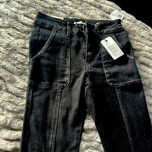 Forever 21 cargo mid rise bootcut black jeans size 24.